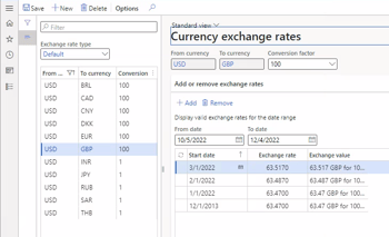 Currency exchange rates