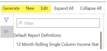 Default Report Financial reports – using default reports