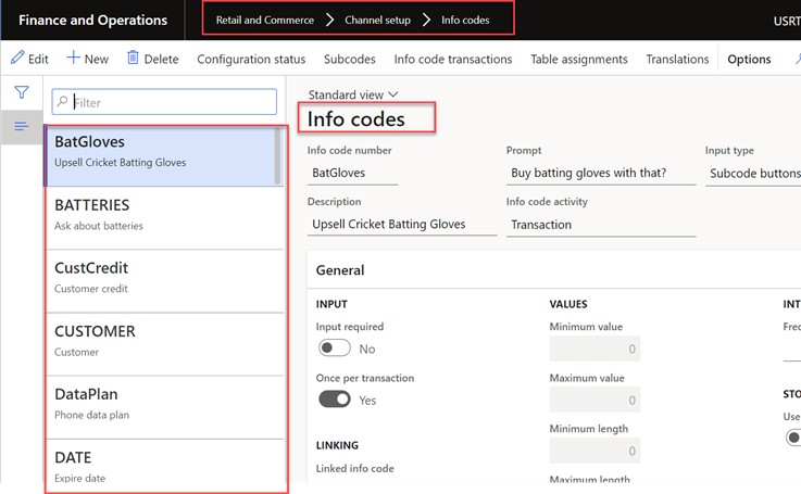 Configure info codes - Commerce Part 6