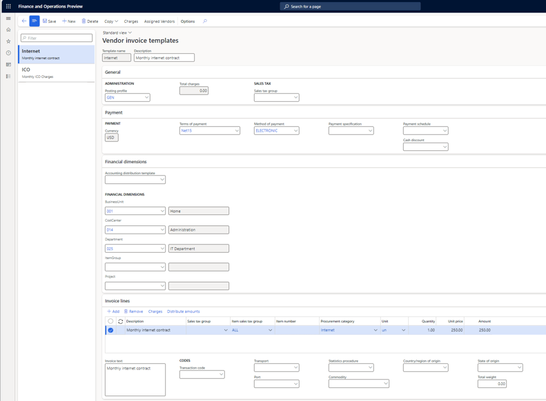 Recurring AP invoices