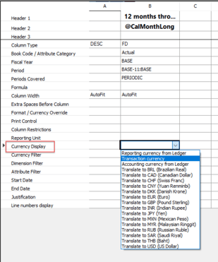 MR - column definitions